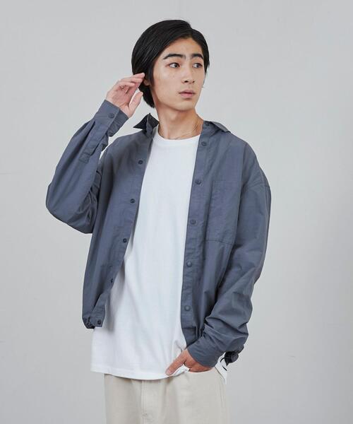 coen（コーエン）の「ナイロンワッシャーシャツジャケット（セットアップ対応）（シャツ/ブラウス・メンズ・ブラック/ダークグレー・S/M/L/XL）」の16枚目の写真