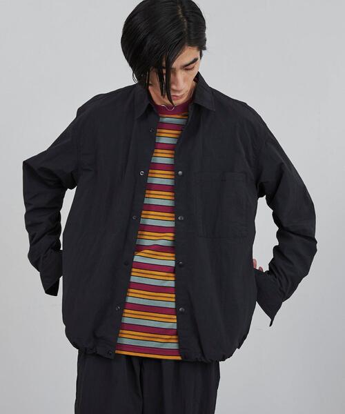 coen（コーエン）の「ナイロンワッシャーシャツジャケット（セットアップ対応）（シャツ/ブラウス・メンズ・ブラック/ダークグレー・S/M/L/XL）」の3枚目の写真