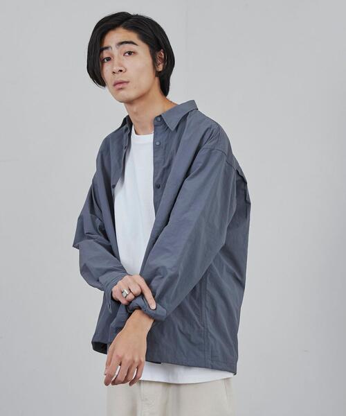 coen（コーエン）の「ナイロンワッシャーシャツジャケット（セットアップ対応）（シャツ/ブラウス・メンズ・ブラック/ダークグレー・S/M/L/XL）」の11枚目の写真