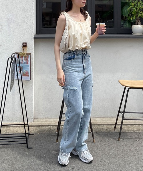 LE MORE（リモア）の「バルーンショートタンクブラウス（シャツ/ブラウス・レディース・ベージュ/アイボリー/ブラック・FREE）」の4枚目の写真