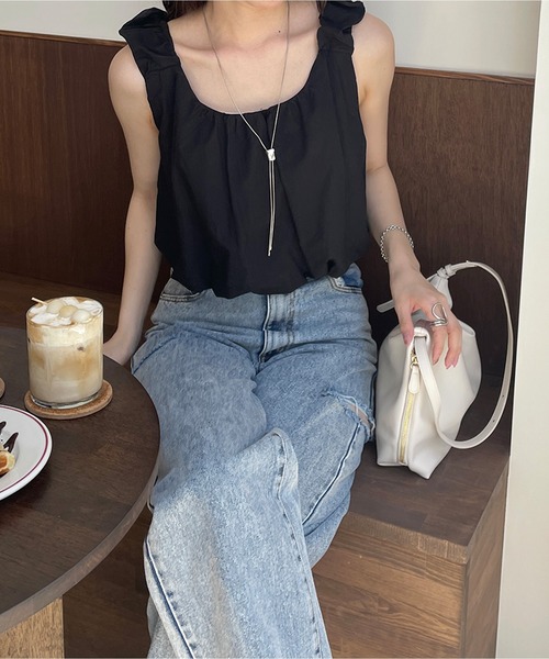 LE MORE（リモア）の「バルーンショートタンクブラウス（シャツ/ブラウス・レディース・ベージュ/アイボリー/ブラック・FREE）」の8枚目の写真