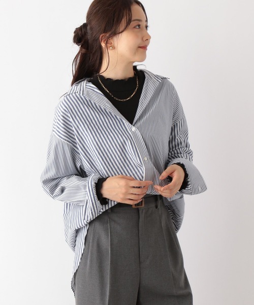 GLOBAL WORK(グローバルワーク)の「365日マイスタイルシャツ/906637(シャツ/ブラウス・レディース・ブルー/グレー系その他/グレー系その他2/ブラウン系その他/ベージュ系その他/ベージュ系その他2/ブルー系その他/ネイビー系/パープル系その他・MEDIUM/X-LARGE)」の8枚目の写真