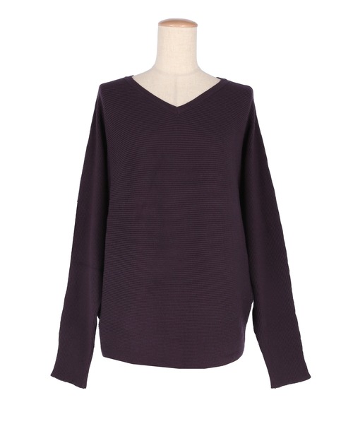 しっとりやわらかVネックドルマンニット（ニット/セーター）｜coca  