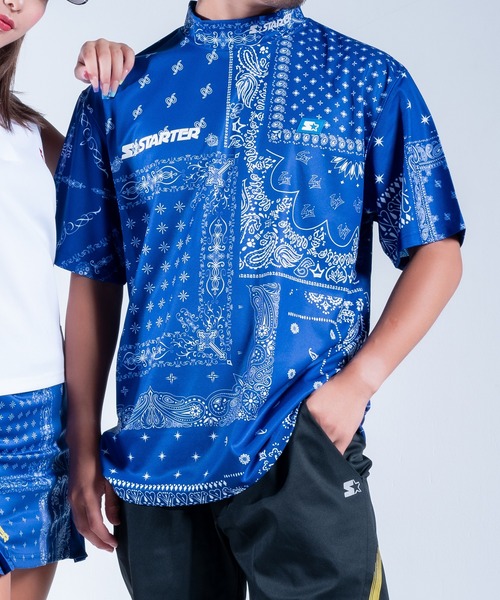 STARTER BLUE LABEL(スターターブルーレーベル)の「【STARTER GOLF】スターターゴルフ BANDANA MOCK NECK TEE モックネック Tシャツ SG-123004(Tシャツ/カットソー・メンズ・ネイビー/ブラック/レッド・L/XL/M/XS/S)」の1枚目の写真