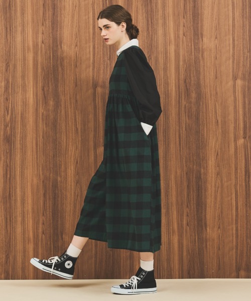 MERLOT（メルロー）の「ギンガムチェックオールインワン（つなぎ/オールインワン・レディース・グリーン/ブラック/ホワイト・FREE）」の21枚目の写真