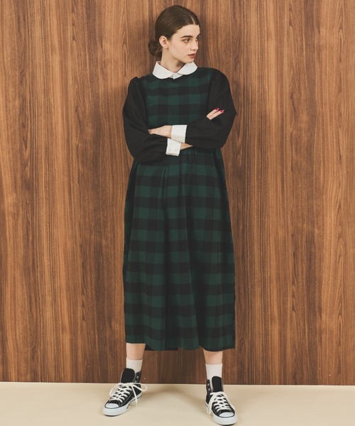 MERLOT（メルロー）の「ギンガムチェックオールインワン（つなぎ/オールインワン・レディース・グリーン/ブラック/ホワイト・FREE）」の22枚目の写真