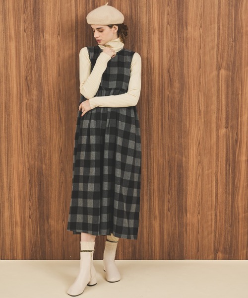 MERLOT（メルロー）の「ギンガムチェックオールインワン（つなぎ/オールインワン・レディース・グリーン/ブラック/ホワイト・FREE）」の9枚目の写真