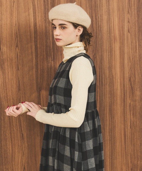 MERLOT（メルロー）の「ギンガムチェックオールインワン（つなぎ/オールインワン・レディース・グリーン/ブラック/ホワイト・FREE）」の8枚目の写真