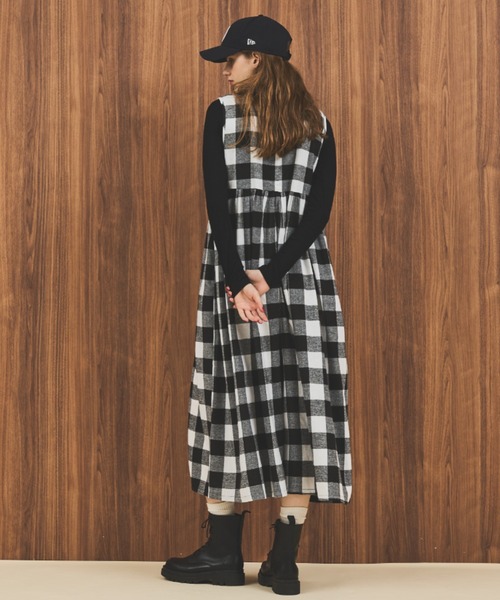 MERLOT（メルロー）の「ギンガムチェックオールインワン（つなぎ/オールインワン・レディース・グリーン/ブラック/ホワイト・FREE）」の19枚目の写真