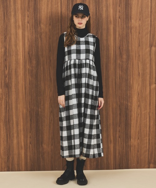 MERLOT（メルロー）の「ギンガムチェックオールインワン（つなぎ/オールインワン・レディース・グリーン/ブラック/ホワイト・FREE）」の18枚目の写真