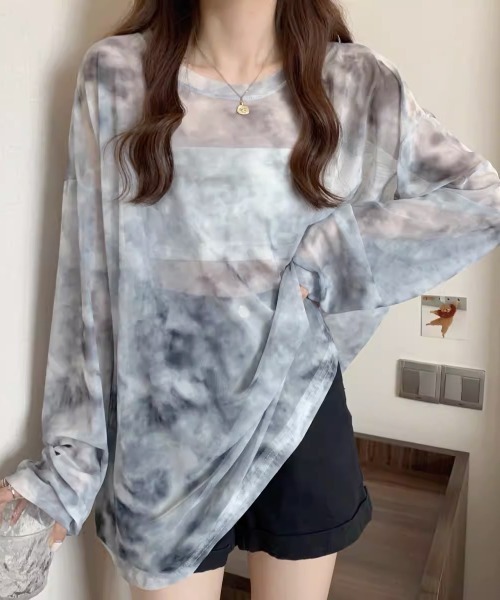 NOVESSEL（ノベセル）の「A'GEM/9 × .kom『NOVESSEL/ノベセル』シースルーTシャツ（Tシャツ/カットソー・レディース・ブルー/ブラック・FREE）」の4枚目の写真