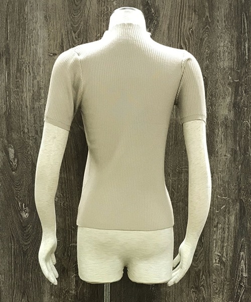 Primazel（プリマゼル）の「モックネック半袖リブサマーニットトップス（ニット/セーター・レディース・ブラック/ブラウン系その他/ライトベージュ・M）」の15枚目の写真