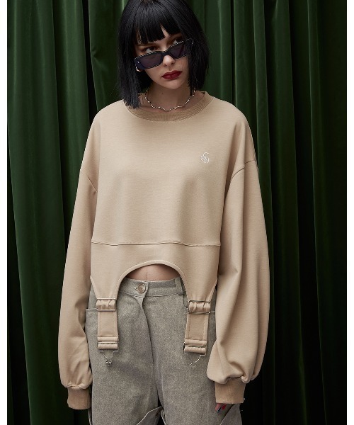 casane（カサネ）の「イレギュラーヘムプルオーバー（スウェット・レディース・ブラック/ベージュ/ライトグリーン・FREE）」の7枚目の写真