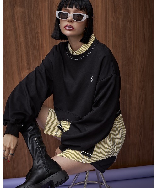 casane（カサネ）の「イレギュラーヘムプルオーバー（スウェット・レディース・ブラック/ベージュ/ライトグリーン・FREE）」の17枚目の写真