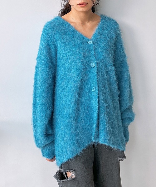 AS KNOW AS plus(アズノゥアズプラス)の「☆BIGシルエット シャギーVネックカーディガン(カーディガン/ボレロ・レディース・オレンジ/ブルー/ミント/パープル/グレー/ピンク・FREE)」の16枚目の写真