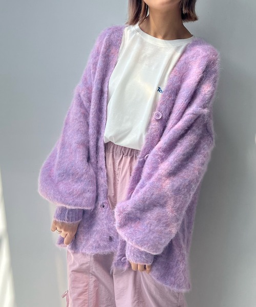 AS KNOW AS plus(アズノゥアズプラス)の「☆BIGシルエット シャギーVネックカーディガン(カーディガン/ボレロ・レディース・オレンジ/ブルー/ミント/パープル/グレー/ピンク・FREE)」の10枚目の写真