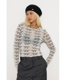 NUMBER PRINT SHEER トップス