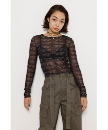 NUMBER PRINT SHEER トップス