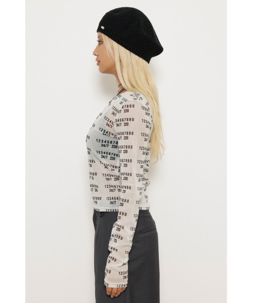 LAGUA GEM(ラグアジェム)の「NUMBER PRINT SHEER トップス(Tシャツ/カットソー・レディース・ブラック/ホワイト・FREE)」の8枚目の写真