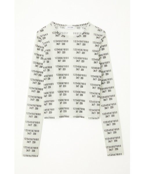 LAGUA GEM(ラグアジェム)の「NUMBER PRINT SHEER トップス(Tシャツ/カットソー・レディース・ブラック/ホワイト・FREE)」の12枚目の写真