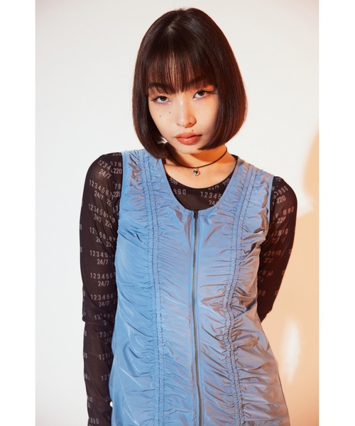 LAGUA GEM（ラグアジェム）の「NUMBER PRINT SHEER トップス（T