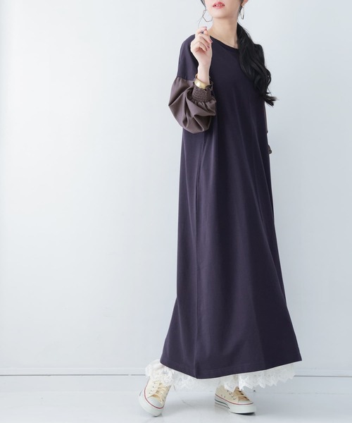 n'OrLABEL（ノアールレーベル）の「『バイカラー異素材ドッキングワンピース』（ワンピース・レディース・マスタード/ネイビー/ブラック・FREE）」の2枚目の写真