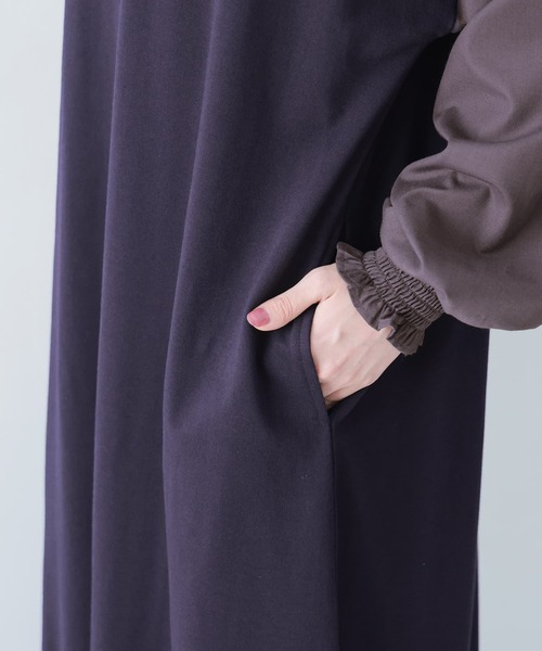 n'OrLABEL（ノアールレーベル）の「『バイカラー異素材ドッキングワンピース』（ワンピース・レディース・マスタード/ネイビー/ブラック・FREE）」の13枚目の写真