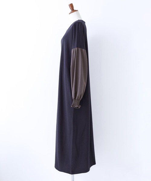 n'OrLABEL（ノアールレーベル）の「『バイカラー異素材ドッキングワンピース』（ワンピース・レディース・マスタード/ネイビー/ブラック・FREE）」の18枚目の写真