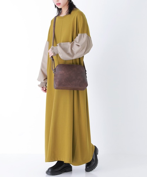 n'OrLABEL（ノアールレーベル）の「『バイカラー異素材ドッキングワンピース』（ワンピース・レディース・マスタード/ネイビー/ブラック・FREE）」の8枚目の写真