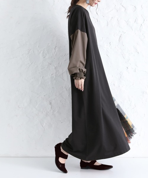 n'OrLABEL（ノアールレーベル）の「『バイカラー異素材ドッキングワンピース』（ワンピース・レディース・マスタード/ネイビー/ブラック・FREE）」の22枚目の写真