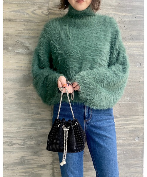 She's Closet（シーズクローゼット）の「キラキラビジューチェーンミニショルダーバッグ（ショルダーバッグ・レディース・シルバー/ブラック/ベージュ/グリーン/ピンク/オフホワイト・FREE）」の11枚目の写真