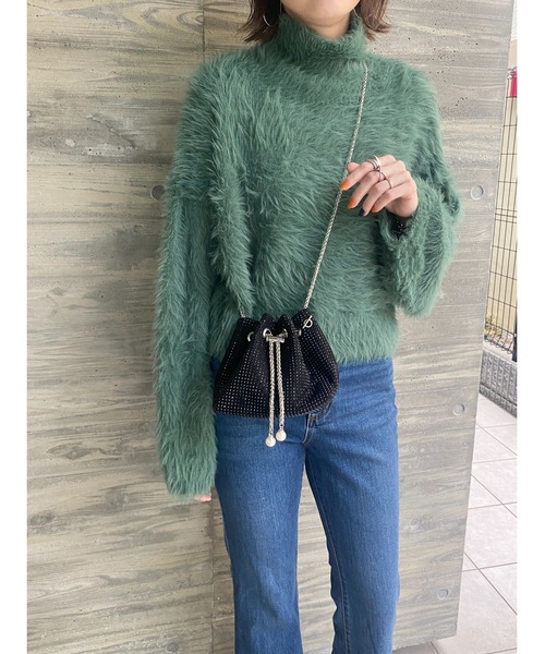 She's Closet（シーズクローゼット）の「キラキラビジューチェーンミニショルダーバッグ（ショルダーバッグ・レディース・シルバー/ブラック/ベージュ/グリーン/ピンク/オフホワイト・FREE）」の12枚目の写真