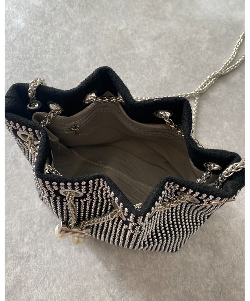 She's Closet（シーズクローゼット）の「キラキラビジューチェーンミニショルダーバッグ（ショルダーバッグ・レディース・シルバー/ブラック/ベージュ/グリーン/ピンク/オフホワイト・FREE）」の21枚目の写真