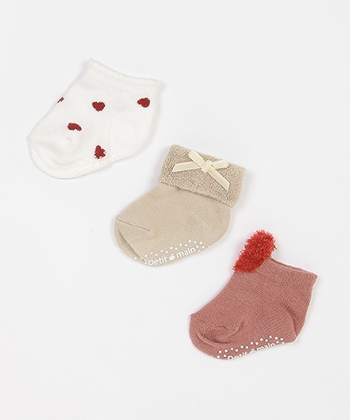 petit main（プティマイン）の「BABY3Pソックス（ベビーシューズ/ベビーソックス・キッズ・ベージュ/アイボリー/ピンク/ブルー・9-11cm/11-13cm）」の4枚目の写真