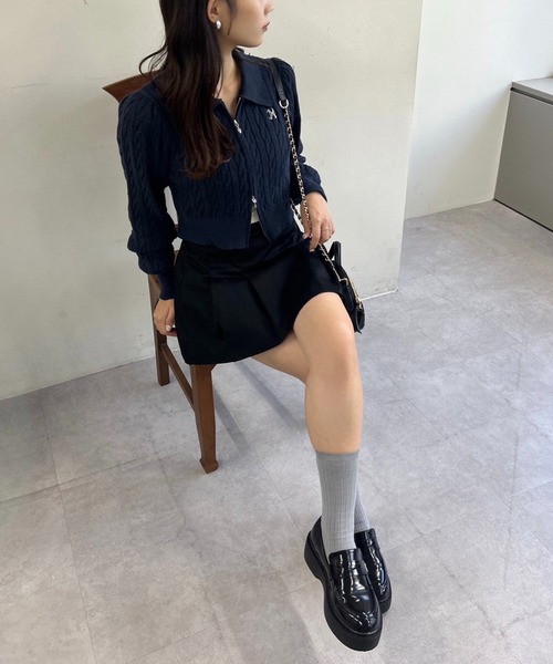 one after another NICE CLAUP(ワンアフターアナザーナイスクラップ)の「ボックスプリーツミニスカパン(スカート・レディース・ベージュ/グレー系その他/ブラック/インディゴブルー・FREE)」の16枚目の写真