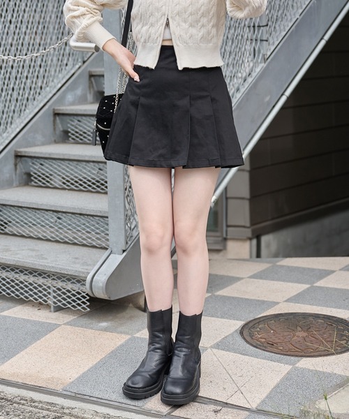 one after another NICE CLAUP(ワンアフターアナザーナイスクラップ)の「ボックスプリーツミニスカパン(スカート・レディース・ベージュ/グレー系その他/ブラック/インディゴブルー・FREE)」の9枚目の写真