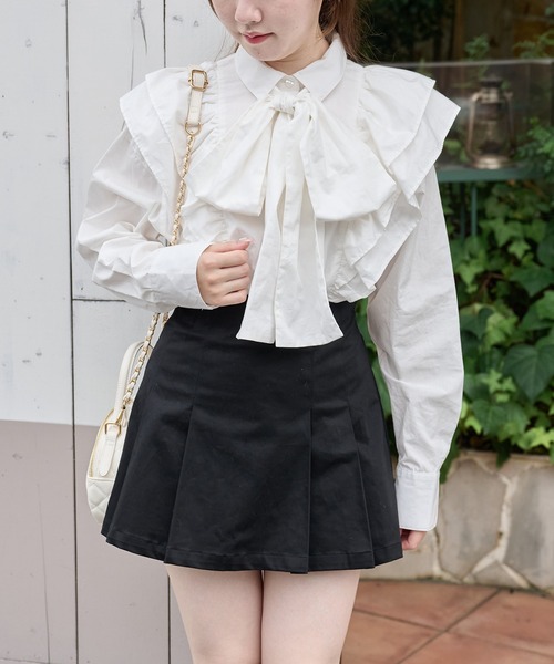 one after another NICE CLAUP(ワンアフターアナザーナイスクラップ)の「ボックスプリーツミニスカパン(スカート・レディース・ベージュ/グレー系その他/ブラック/インディゴブルー・FREE)」の14枚目の写真