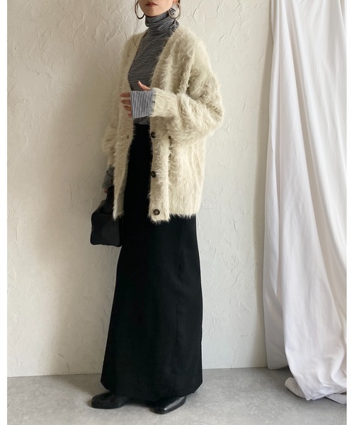 She's Closet(シーズクローゼット)の「フィンガーホール指穴あき長袖ボーダー柄起毛タートルネックカットソートップス(Tシャツ/カットソー・レディース・グレー/ホワイト/テラコッタ/アイボリー/ブラック・FREE)」の7枚目の写真