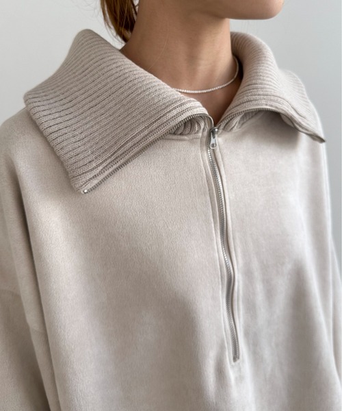 EPIMI E'PIMMY（エピミエピミー）の「スエードポンチハーフジッププルオーバー（Tシャツ/カットソー・レディース・アイボリー/モカ/チャコールグレー・MEDIUM）」の9枚目の写真