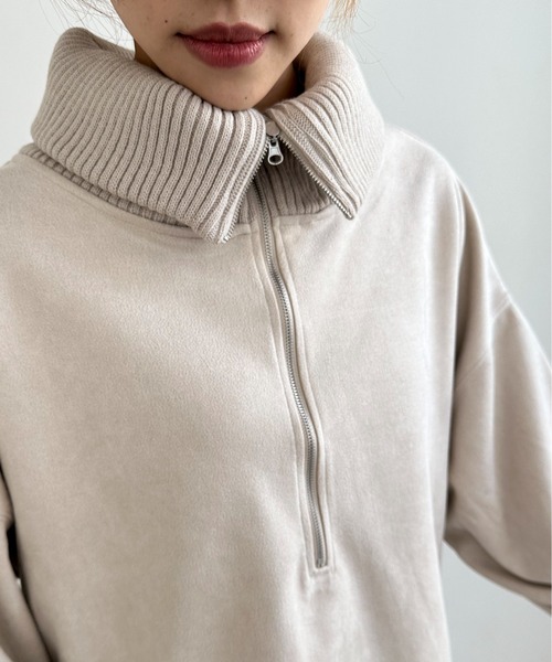 EPIMI E'PIMMY（エピミエピミー）の「スエードポンチハーフジッププルオーバー（Tシャツ/カットソー・レディース・アイボリー/モカ/チャコールグレー・MEDIUM）」の10枚目の写真