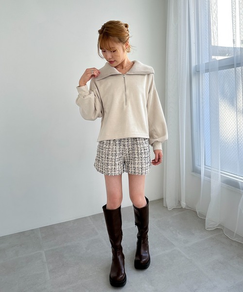 EPIMI E'PIMMY（エピミエピミー）の「スエードポンチハーフジッププルオーバー（Tシャツ/カットソー・レディース・アイボリー/モカ/チャコールグレー・MEDIUM）」の17枚目の写真