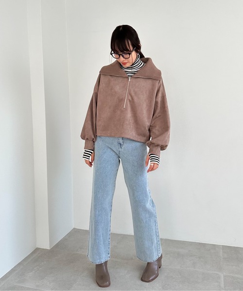 EPIMI E'PIMMY（エピミエピミー）の「スエードポンチハーフジッププルオーバー（Tシャツ/カットソー・レディース・アイボリー/モカ/チャコールグレー・MEDIUM）」の22枚目の写真