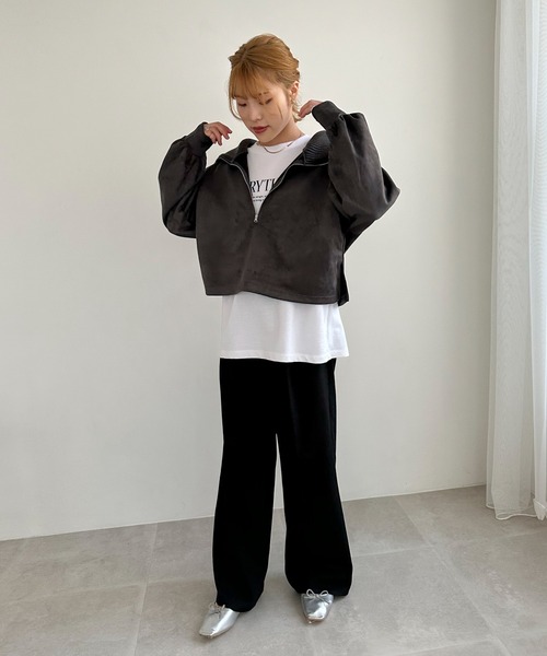 EPIMI E'PIMMY（エピミエピミー）の「スエードポンチハーフジッププルオーバー（Tシャツ/カットソー・レディース・アイボリー/モカ/チャコールグレー・MEDIUM）」の4枚目の写真