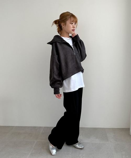 EPIMI E'PIMMY（エピミエピミー）の「スエードポンチハーフジッププルオーバー（Tシャツ/カットソー・レディース・アイボリー/モカ/チャコールグレー・MEDIUM）」の5枚目の写真