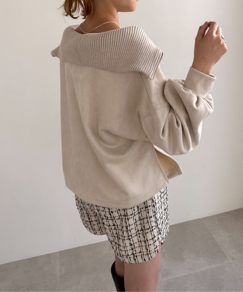 EPIMI E'PIMMY（エピミエピミー）の「スエードポンチハーフジッププルオーバー（Tシャツ/カットソー・レディース・アイボリー/モカ/チャコールグレー・MEDIUM）」の15枚目の写真