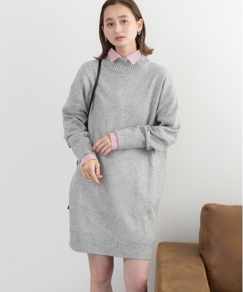 ad thie(アドティエ)の「メランジニット ミドルネックワンピース(ワンピース・レディース・アイボリー/ベージュ/ブルー/ピンク/ブラック/杢グレー・FREE)」の14枚目の写真