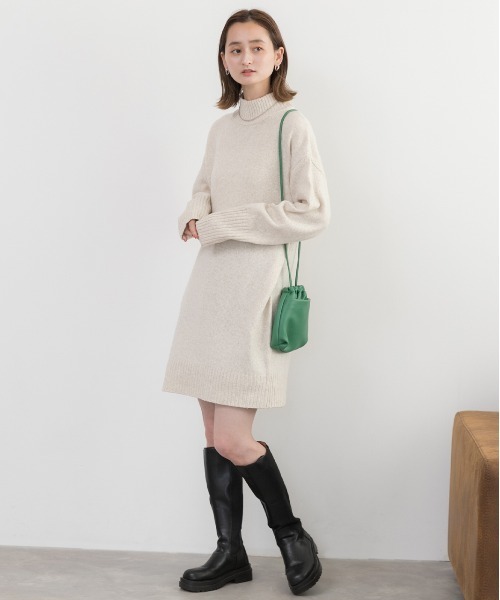 ad thie(アドティエ)の「メランジニット ミドルネックワンピース(ワンピース・レディース・アイボリー/ベージュ/ブルー/ピンク/ブラック/杢グレー・FREE)」の22枚目の写真