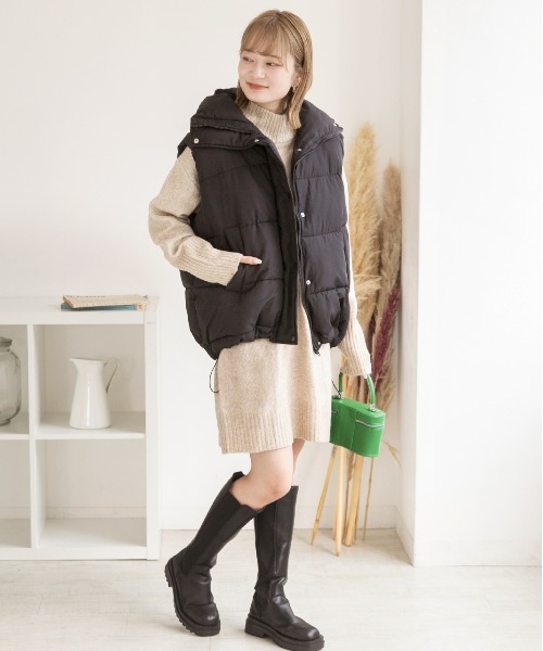 ad thie(アドティエ)の「メランジニット ミドルネックワンピース(ワンピース・レディース・アイボリー/ベージュ/ブルー/ピンク/ブラック/杢グレー・FREE)」の20枚目の写真