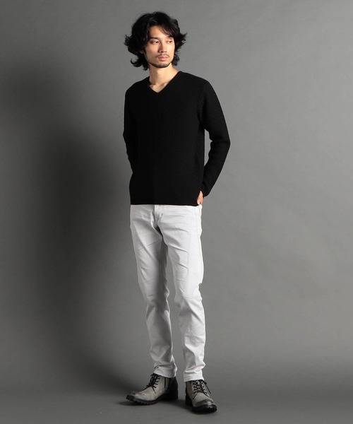 HIDEAWAYS NICOLE（ハイダウェイニコル）の「ヨコクロサテンストレッチ裏起毛パンツ（その他パンツ・メンズ・オフホワイト/ブラック/ライトグレー/チャコールグレー・LARGE/MEDIUM/SMALL/X-LARGE）」の5枚目の写真