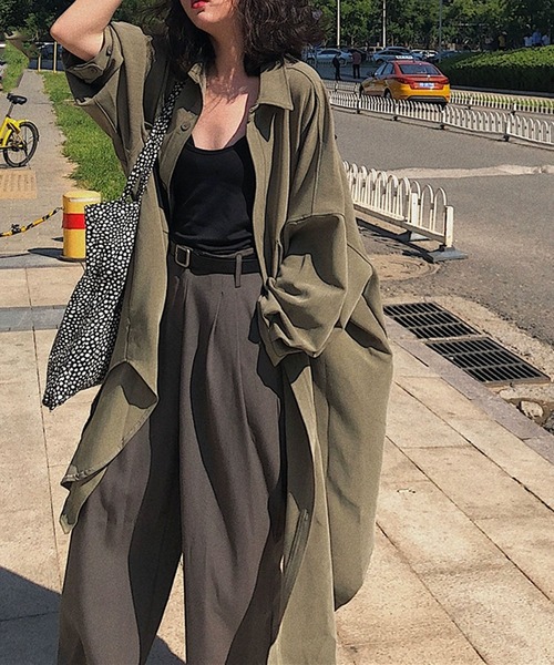 VitaFelice（ヴィータフェリーチェ）の「オーバーサイズ ルーズシャツ（その他アウター・レディース・カーキ/ブラック・FREE）」の4枚目の写真